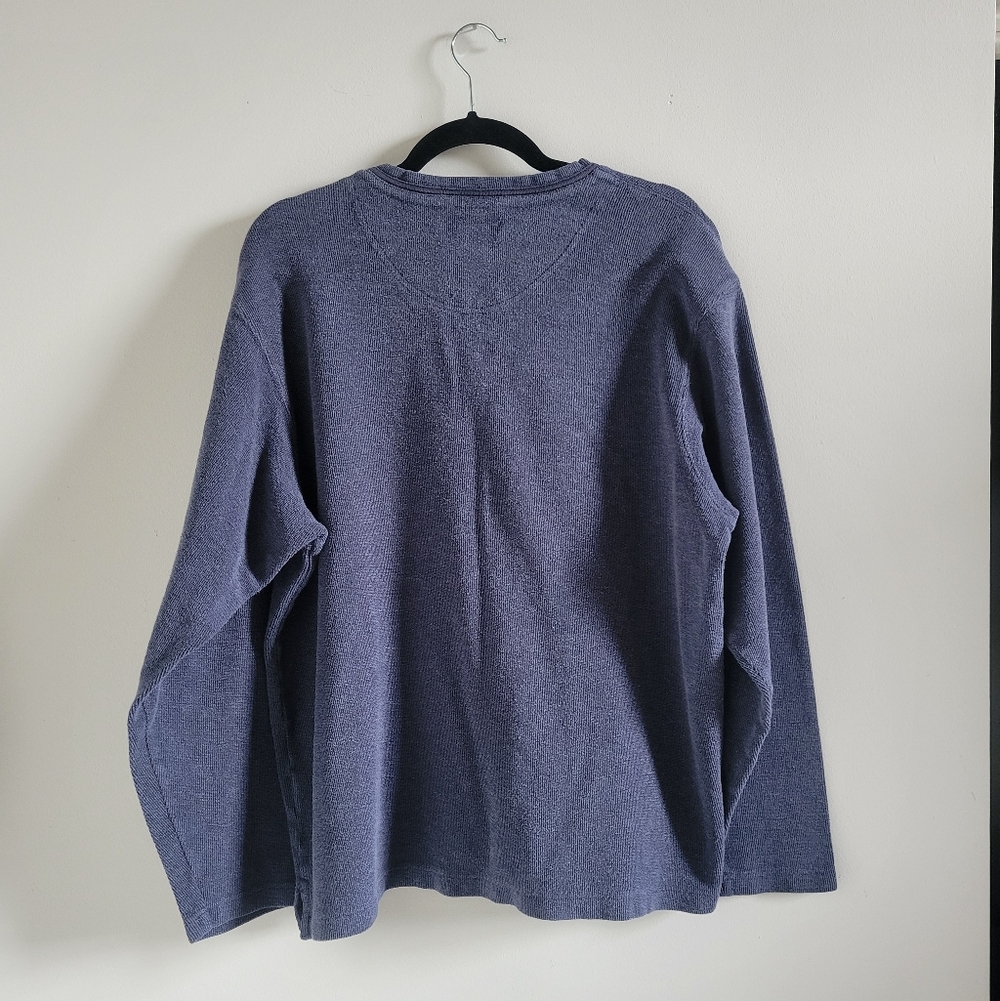 Vintage Eddie Bauer Dusty Blue V-neck 100% Cotton Knit Long Sleeve Mens Large - Picture 3 of 10